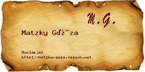 Matzky Géza névjegykártya